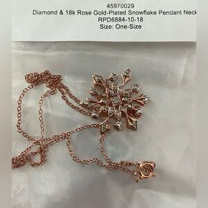 Diamond & 18k Rose Gold-Plated Snowflake Pendant Necklace